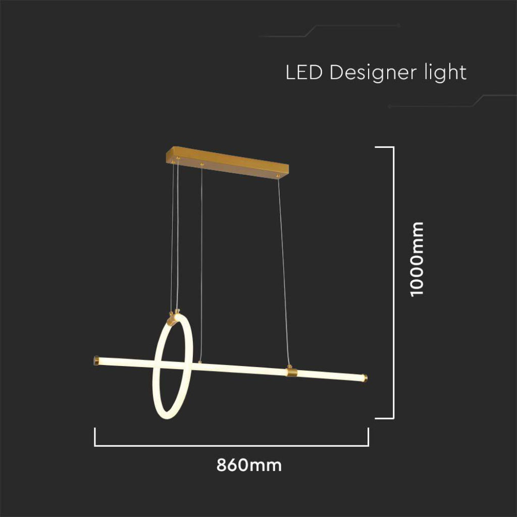 V-TAC Lampadario LED a Sospensione 16W dal Design Moderno Colore Oro 3000K vt-7818 V-TAC Lampadario LED a Sospensione 16W dal Design Moderno Colore Oro 3000K vt-7818